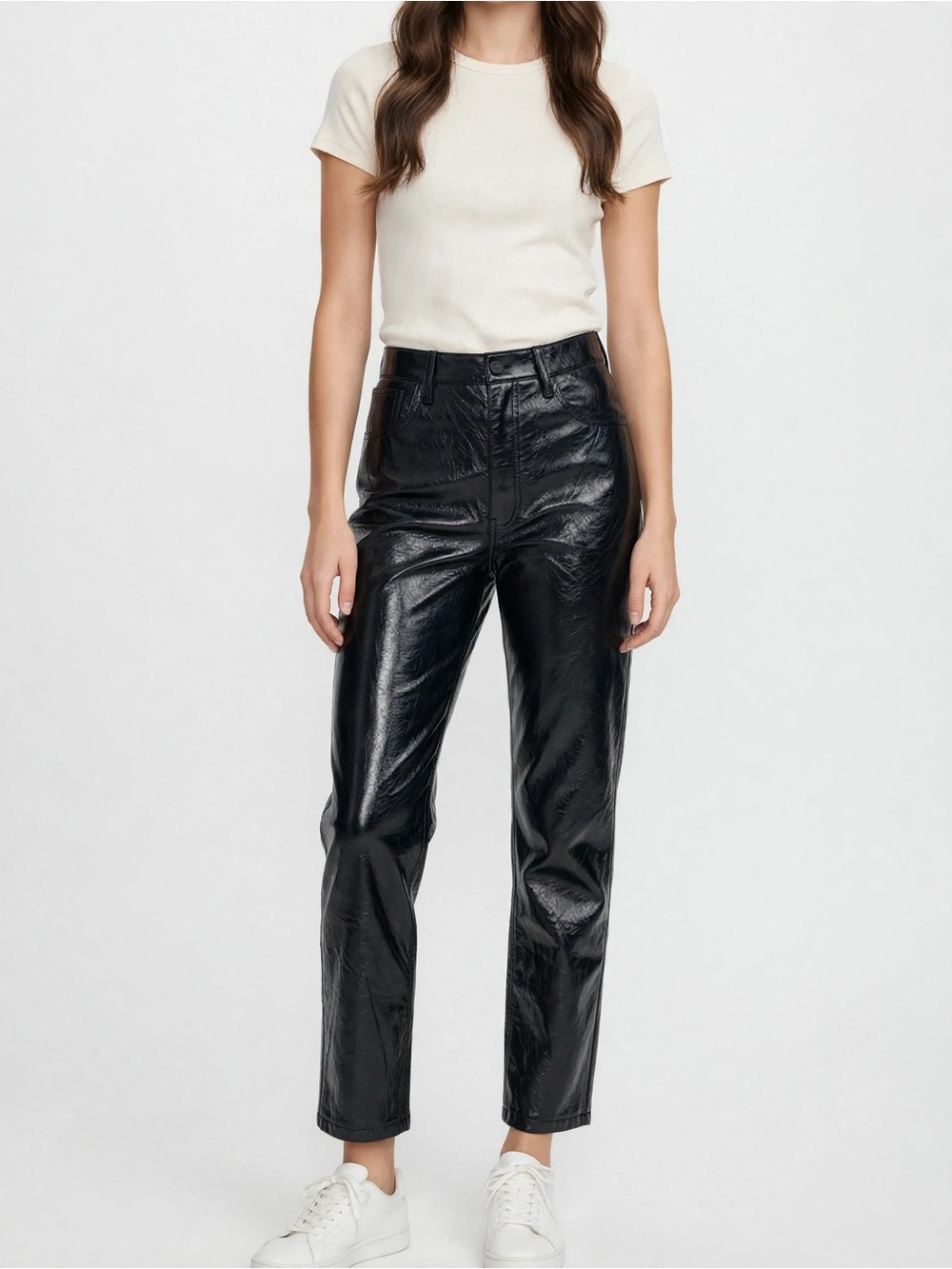 Abercrombie & Fitch 90s Straight Vegan Leather Pants Black 27 4 NWT Y2K
